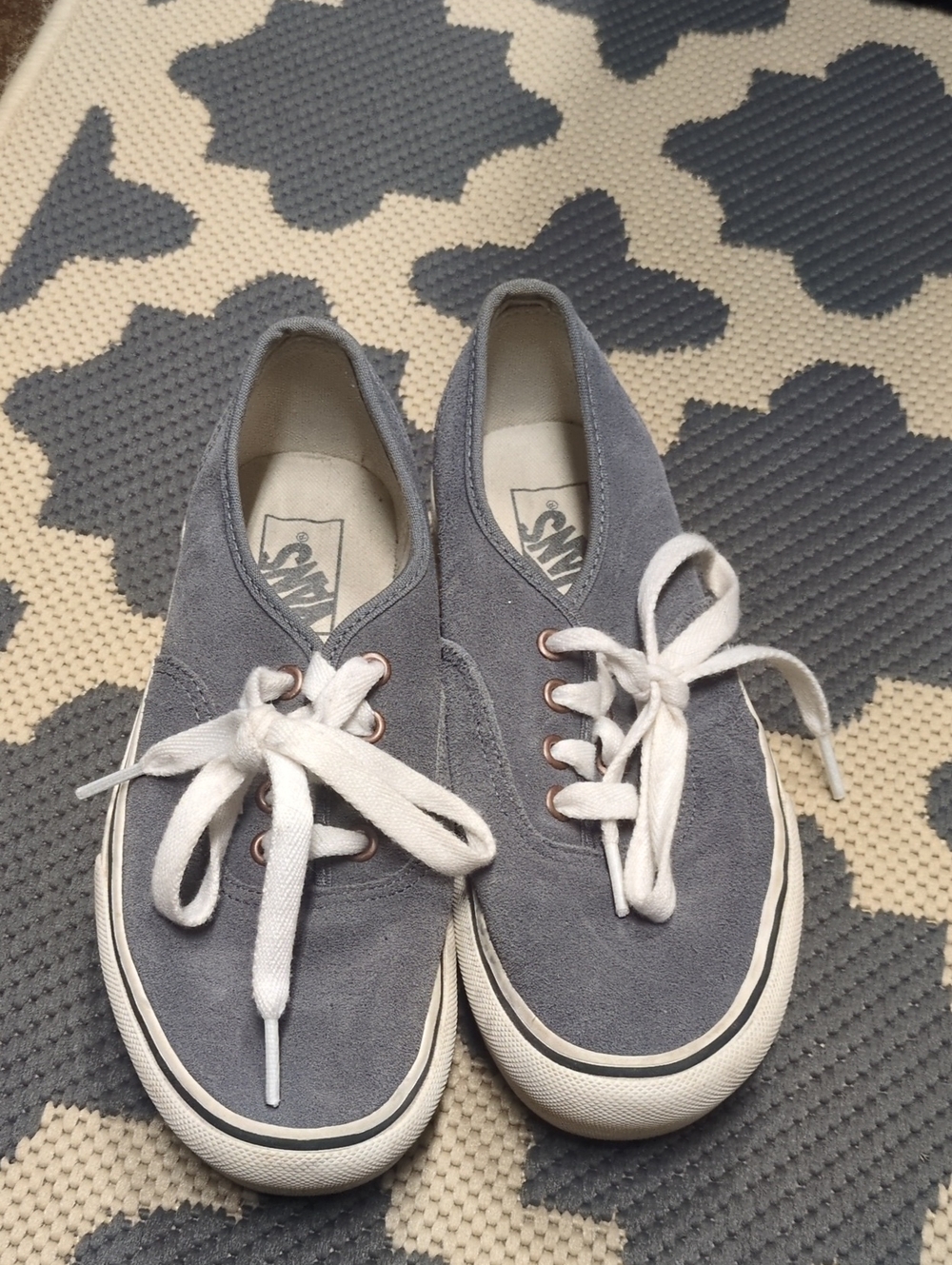 Vans Gray Suede Low-Top Sneakers with White Laces